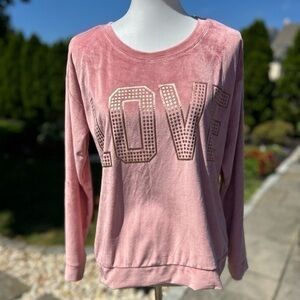 Love super soft pink velour sweatshirt